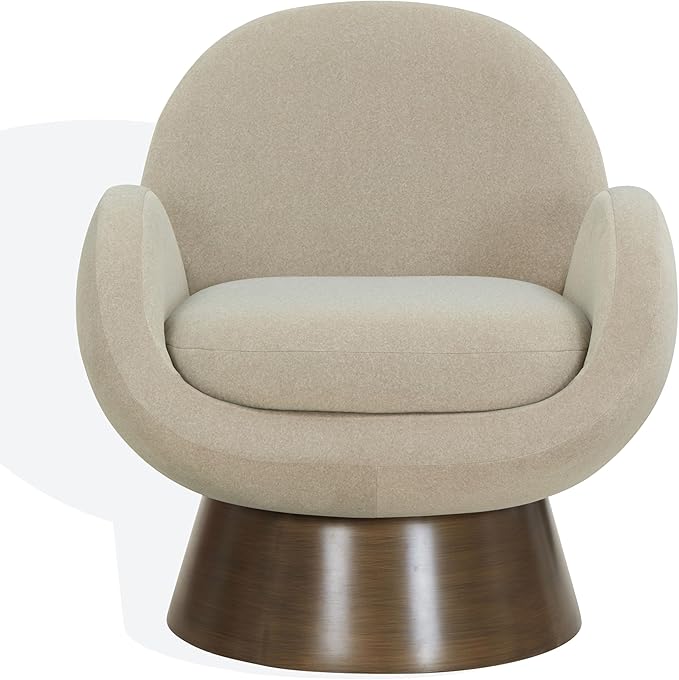 SAFAVIEH Couture Collection Paolini Light Brown &amp Antique Gold Metal Base Accent Chair