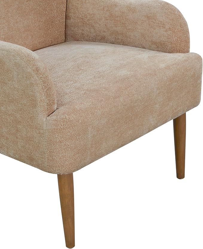 Chenille Armchair Modern Style Accent Chair with Wood Legs Comfy Design for Living Room Bedroom OfficeBeige