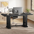 DWVO 70 Inch Computer Desk Large Executive Office Table Workstation Modern Farmhouse Style Laptop Wooden Sturdy Legs Writing Desk Business Furniture for Home Black