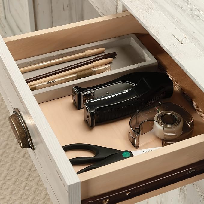 Sauder Barrister Lane Executive Desk White Plank Finish