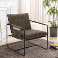 Accent Chair with Metal Frame Upholstered Living Room Chairs with Cushions Comfy Reading Armchair for Bedroom Brown
