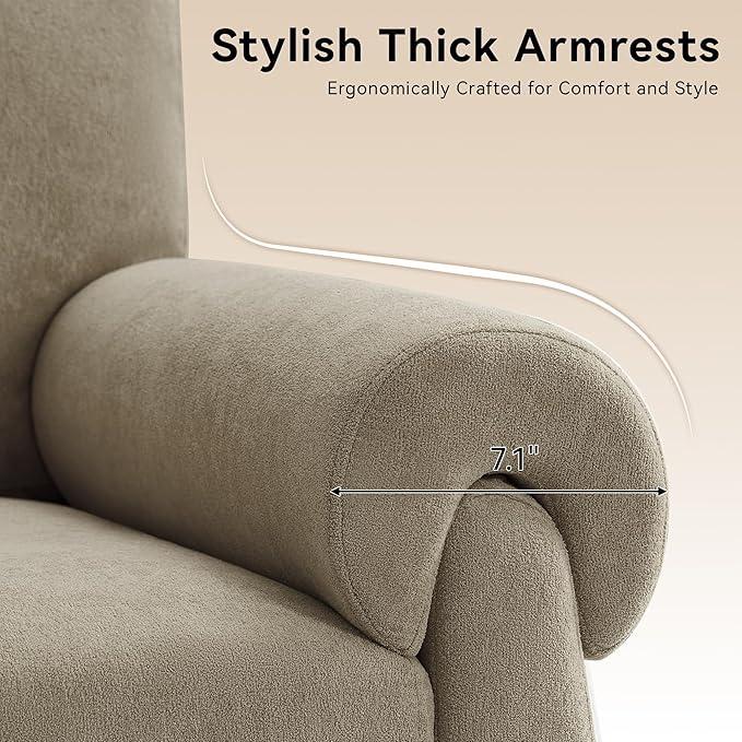 Oversized Accent Chair Comfy Living Room Chairs Single Sofa Chair with Thick Cushion and Armrests Upholstered Arm Chair for Living Room Modern Armchair Reading Chair for Bedroom Grey