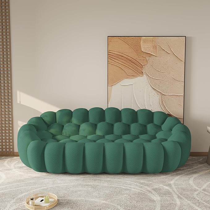 WJShome Modern Bubble Sofa Couch 98.43 Curved Sofas for Living Room Boneless Large Bean Bag ChairDeep Seat 3 Seater Floor Sofas Chair Lounge for HomeGreen