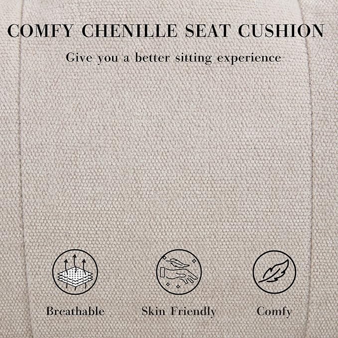 HEAH-YO Accent Chair Set of 1Modern Vintage Living Room Chair for Bedroom with Button Tufted Back and Wood LegsUpholstered Comfy Reading Chair for Makeup Vanity CafeChenille Beige