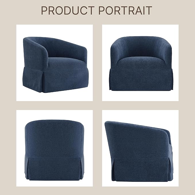 Swivel Accent Chair Set of 2 360 Degree Performance Fabric Armchair Modern Barrel Chairs Armchair for Living Room Bedroom Home and OfficeBlue