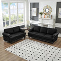2 Pieses Living Room Sofa Sets Faux Leather Couch and Loveseat with Nailhead Decor Soild Wood Legs Rolled Armrests &amp Storage 2PCS Sofas 3 Seaters Couch and Love Seat for Living Room Furniture S