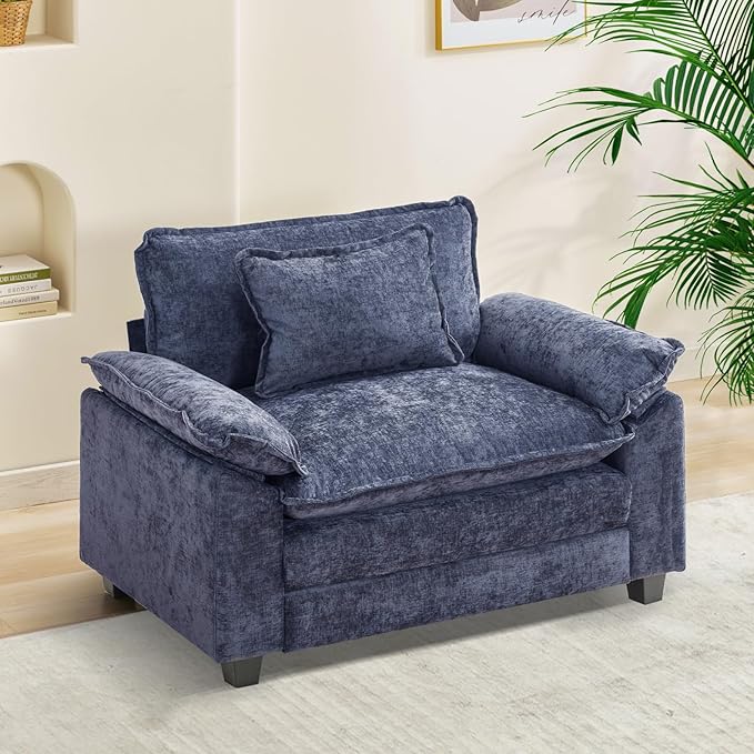 53 Comfy Cloud Sofa Couch with Throw Pillows Upholstered Deep Seat Cozy Sofa Chair Modern Single Seat Modular Sectional Sofa for Living Room