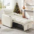 3 in1 Convertible Sleeper Sofa Chair Modern Pull Out Couch Bed Single Chair Bed with Adjustable Back Velvet Folding Compact Recliner for Living Room Bedroom Apartment Small Spaces﻿(Beige)