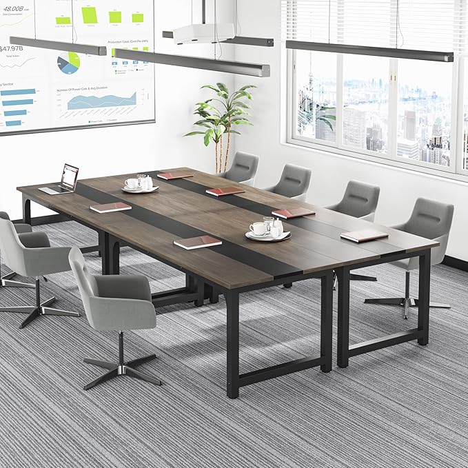 Tribesigns 63” Executive Desk Large Office Computer Desk with Thicken Frame Modern Simple Workstation Business Furniture for Home Office Vintage Grey/Black
