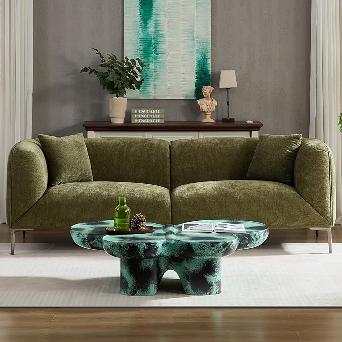 MEETAKING 82.7 Modern Sofa 3-Seater Boucle Couch with Metal Legs Luxury Deep Seats Cloud Sofas Minimalist Living Room Couches for Apartment Home Office Bedroom - Green