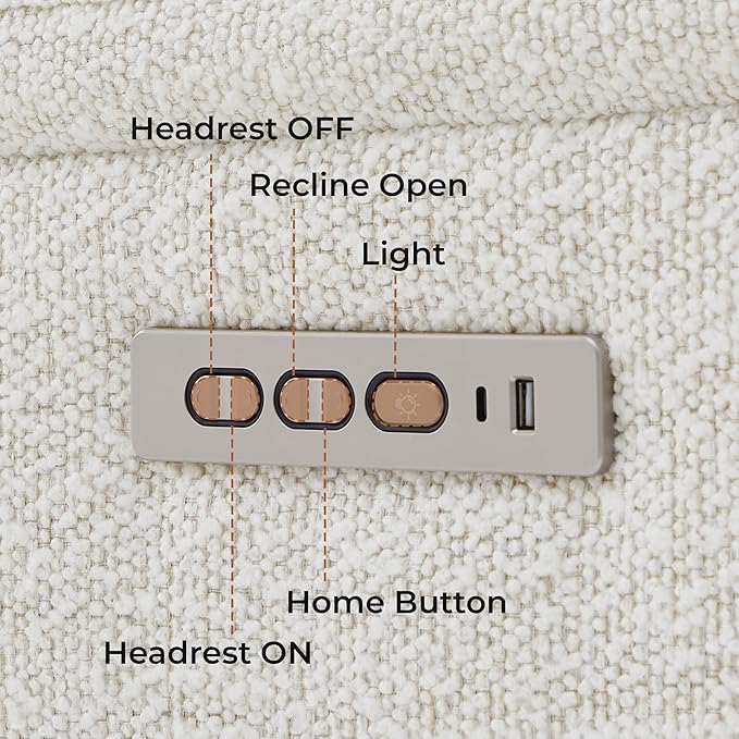 CHITA Power Swivel Glider for Adults with Nightlight Nursery Recliner Chair with Power Headrest for Living Room Bedroom Water-Resistant Boucle Fabric Boucle Fabric in Pearl
