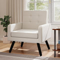 Kromax Modern Accent Chair for Living Room Mid-Century Upholstered Reading Chair Comfy Large Seat 496 Lb. Weight Capacity Perfect for Bedroom Small Spaces Cream