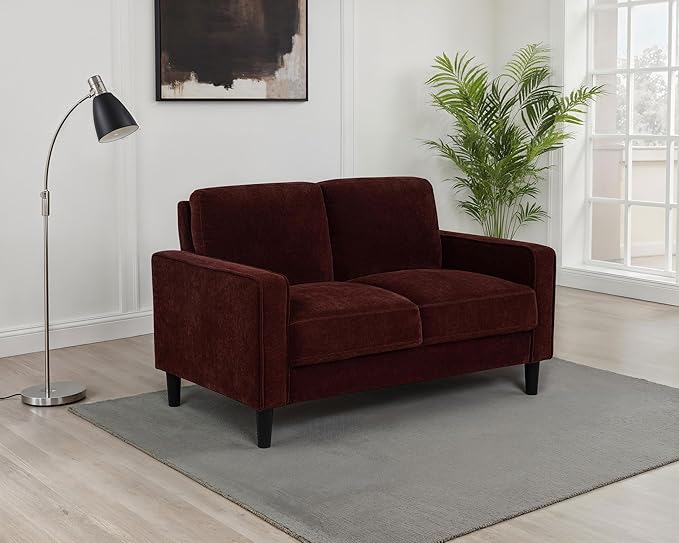 Coaster Home Furnishings - Ruth - Fabric - Upholstered Loveseat with Slim Track Arms Attached Cushions Angled Legs - Transitional Style - Living Room - 54-Inch - Rust - 511212