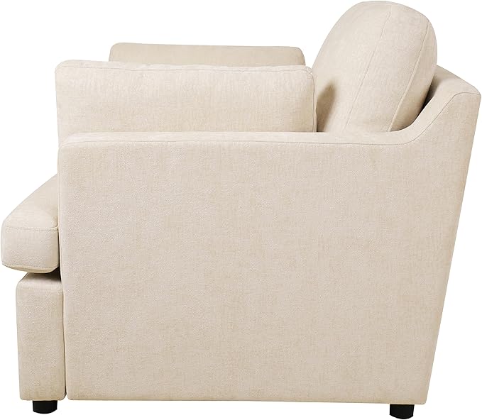 Christopher Knight Home Accent Chair Club Chair Upholstered T-Shaped Comft Seating Lounge Chair Large Size Armchair with Angeled Armrests Single Sofa Chair for Living Room Bedroom Study Beige