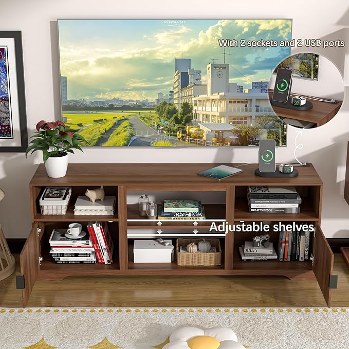 Fireplace TV Stand for Television up to 80 InchEntertainment Center with Adjustable ShelfMid-Century Modern Fluted TV Stand with 23 Electric FireplaceMedia Console for Living RoomBedroom