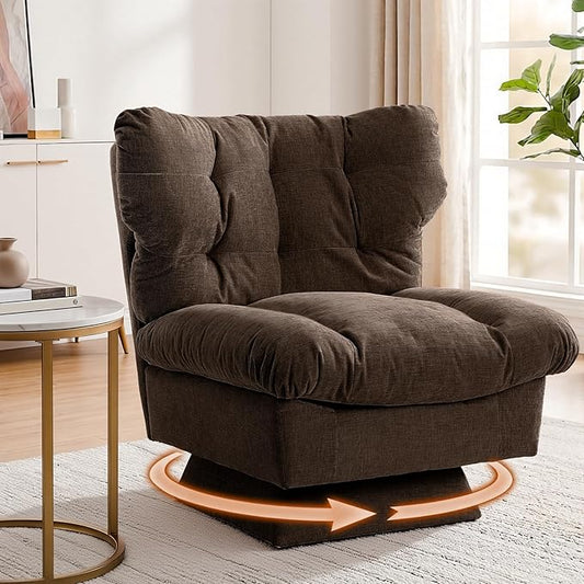 GarveeHome Chenille Swivel Accent Chair360°Comfy Modern Sofa Chair with Oversize Base20.8in Extended Seat with Cozy Cotton Filling300Lb Max Load Accent Chair for Living Room Bedroom Office