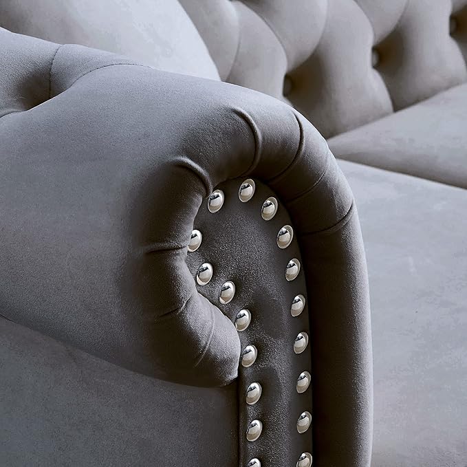 Oversized Velvet Loveseat 80 Inch Sectional CouchLuxury 3 Seater Deep Couch with NailheadUpholstered Sofa for Living Room Bedroom Apartment