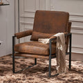 Karl home Mid-Century Accent Chair Bronzing Cloth Arm Chair with Metal Legs Thick Padded Sofa Chair Lounge Chair with Pillow for Living Room Bedroom Belcony Bronzing Brown