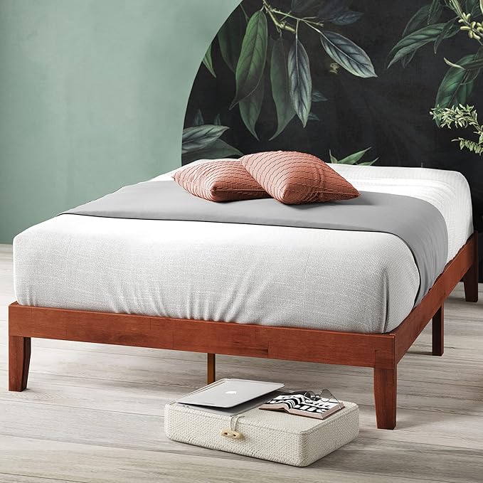 Zinus Wen Wood Platform Bed Frame/Solid Wood Foundation/Wood Slat Support/No Box Spring Needed/Easy Assembly Queen