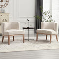 Accent Barrel Chairs Linen Accent Chairs Upholstered Modern Single Sofa Side Chairs with Wood Legs Comfy Barrel Club Chairs for Bedroom Reading Room Beige Set of 2