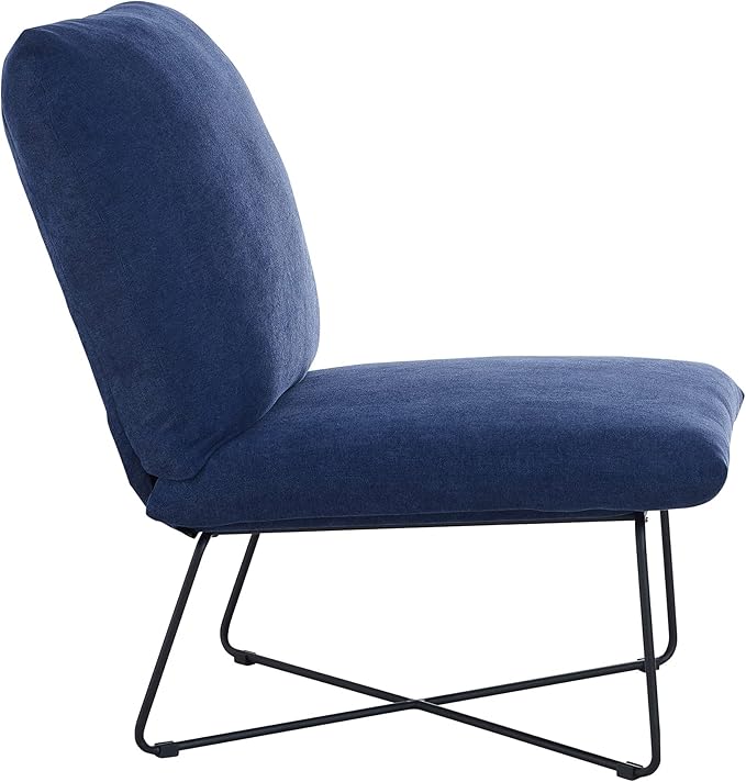 Classic Brands Eternity Upholstered Armless Accent Chair Blue| Mid-Century Modern | Ergonomic