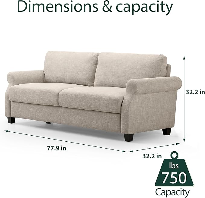 Zinus Josh Sofa Couch/Easy Tool-Free Assembly Beige