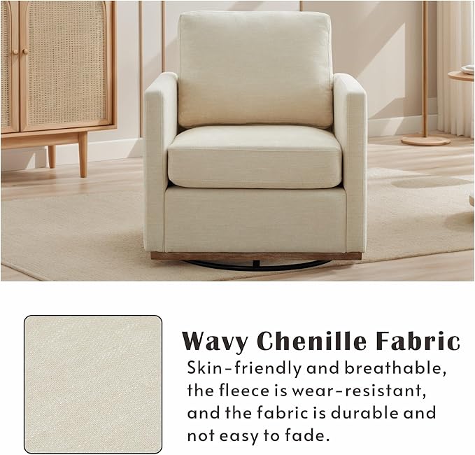 Mlmh &amp Kngwa 30.7 Swivel Accent Chair Set of 2 for Living Room Mid Century Modern Armchair Reading Chairs for BedroomChenilleBeige