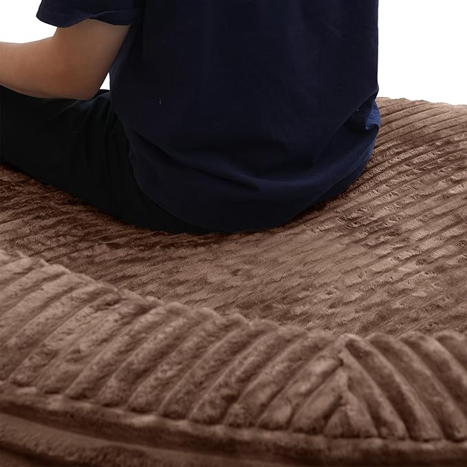 JACH Oversized Sofa Chaise with Three Pillows 50 Corduroy Deep Seat Single Sleeper Sofas Round Upholstered Lazy Floor Sofa for Living Room Apartment Brown