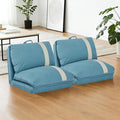 Folding Sofa Bed Set of 2 Convertible Floor Sofa with 6-Position Adjustable Backrest Metal Frame and Handle Futon Floor Couch for Dorm Bedroom Apartment Sky Blue
