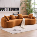 Yoglad 110‘’ Boneless Curved Sofa Modern Cloud 4-Seater Floor Couch Minimalist Compression Sofa for Living Room Apartment Studio Office No Assembly Needed(Chenille Orange)