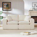 Ball &amp Cast Modular Loveseat Cloud Sofa79'' Chenille Sectional Couch with Wider Armrest and Pillow2 Seat Upholstered Convertible Comfy Love seat Chenille Sofa Couches for Living RoomWhite