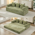 Convertible Sofa Bed 4-in-1 Floor Foldable Couch Bed with Armrests &amp Pillow Chenille Fabric No Assembly Required Comfy Memory Foam Couch Lounge Sofa for Living Room Green