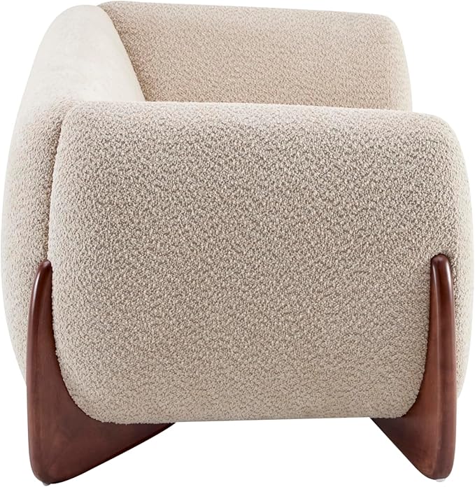 Christopher Knight Home Almab 82 Inches Sofa Couch Cozy Boucle Upholstered 3-Seater Sofa Wood Frame Couch Comfy Couches for Living Room and Office Modern Sofa Lounge Seating Almond