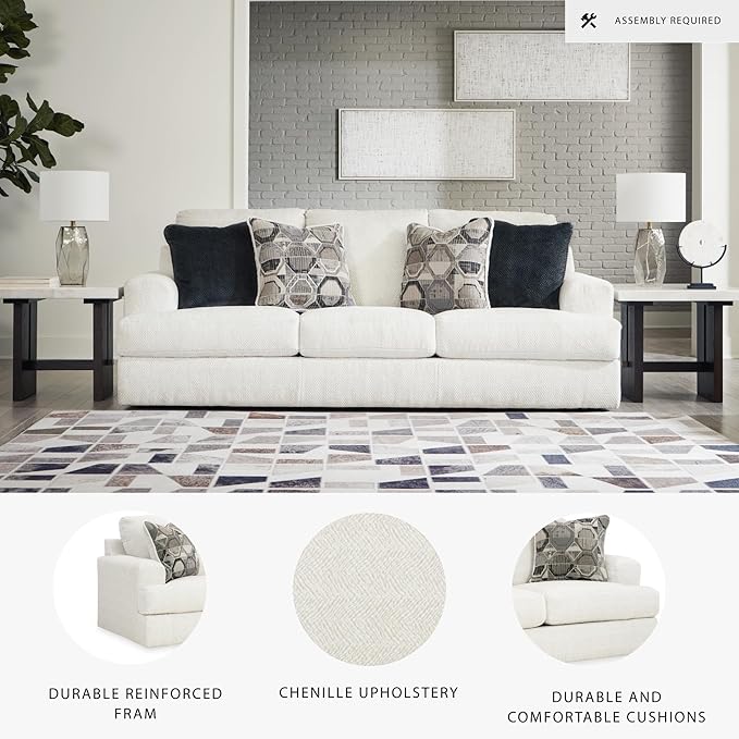 Signature Design by Ashley Karinne Coastal Sofa with Non-skid Legs White