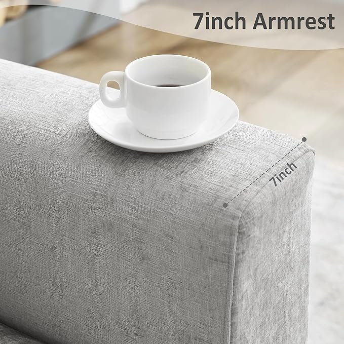 Oversized Accent Chairset of 2 with Metal LegsComfy Chenille Armchair and a HalfModern Century Single Sofa Extra Large Reading Club Chair for BedroomLiving RoomApartmentLight Grey
