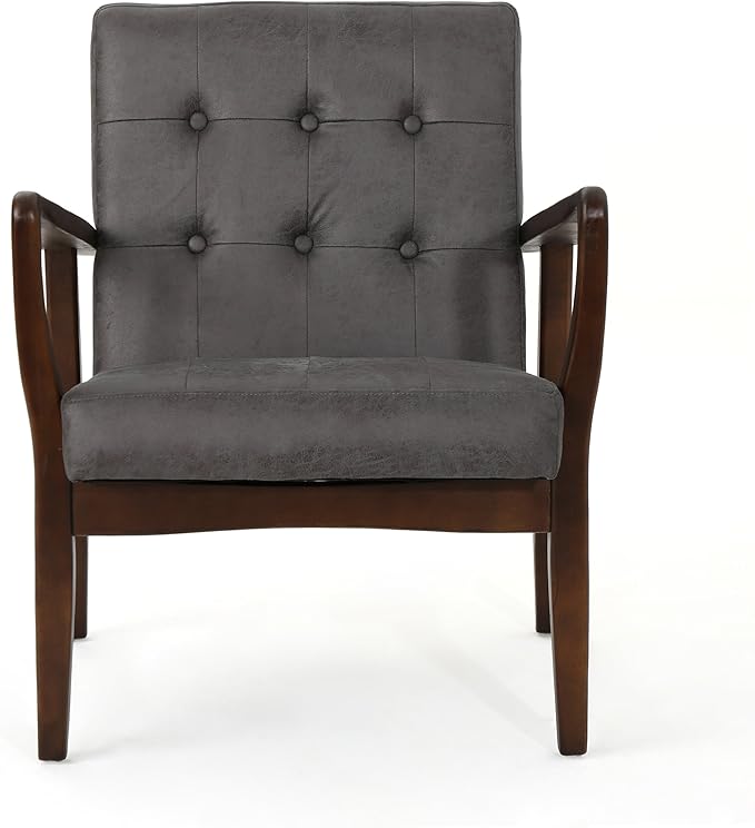 Club Chair Mid Century Modern Microfiber Club Chair with Wood Frame Accent Chairs for Living Room/Bedroom/Office/Cafe