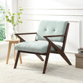 Christopher Knight Home Mid-Century Modern Fabric Upholstered Accent Chair Living Room Wooden Club Chair Cozy Lounge Chair Plush Cushion Comfy Reading Armchair for Bedroom/Home Office Light Blue