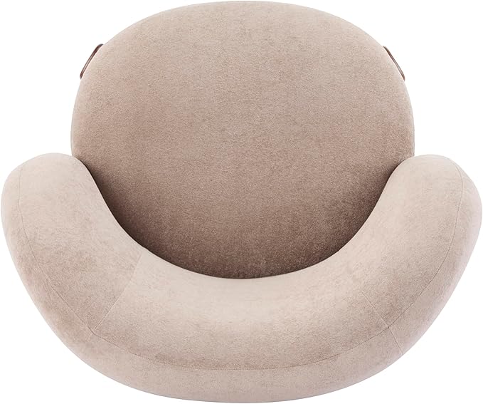 Christopher Knight Home Lily Solid Wood Wingback Accent Chair Fabric Upholstered Club Chair Curved Backrest Single Sofa Comfy Reading Lounge Chair for Living Room Soft Cushion Seating Light Brown