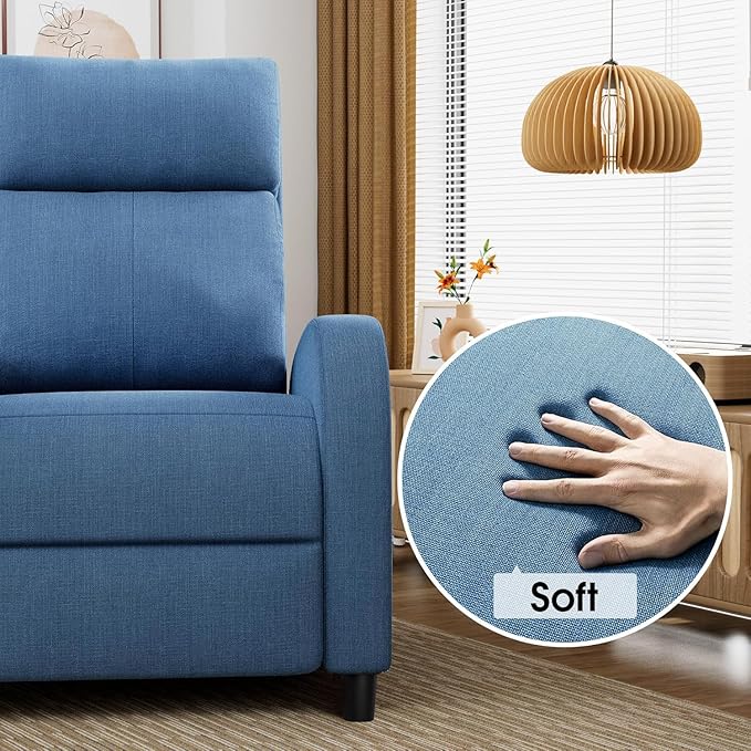Homall Recliner Chair Recliner Sofa for Adults Recliners Home Theater Seating with Lumbar Support Reclining Sofa Chair for Living Room (Fabric Blue)