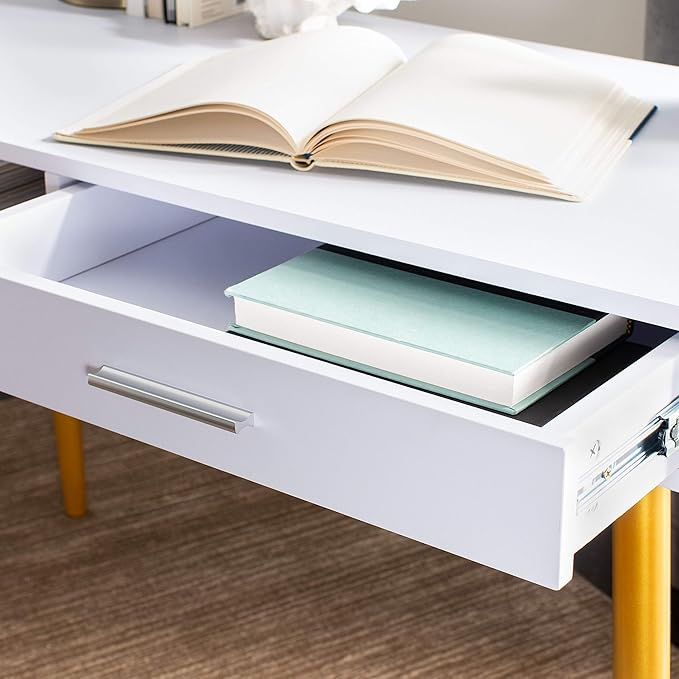 Safavieh Home Office Jorja Modern White and Gold 1-drawer Desk