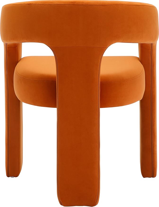 Wahson Orange Dining Chair Set of 5 Velvet Upholstered Modern Barrel Chair Round Dining Chairs with Wooden Legs Assembled Accent Armchairs for Dining Room/Living Room/Bedroom/Side