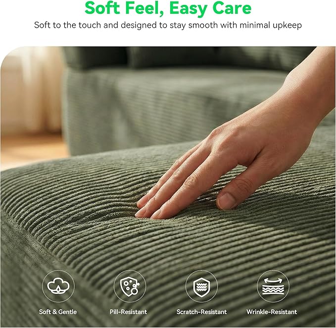 141 Modular Sectional Sofa 6-Seat U-Shaped Cloud Couch with 2 Removable Armrests &amp 6 Throw Pillows Boneless Couches for Living Room No Assembly Green | Convertible