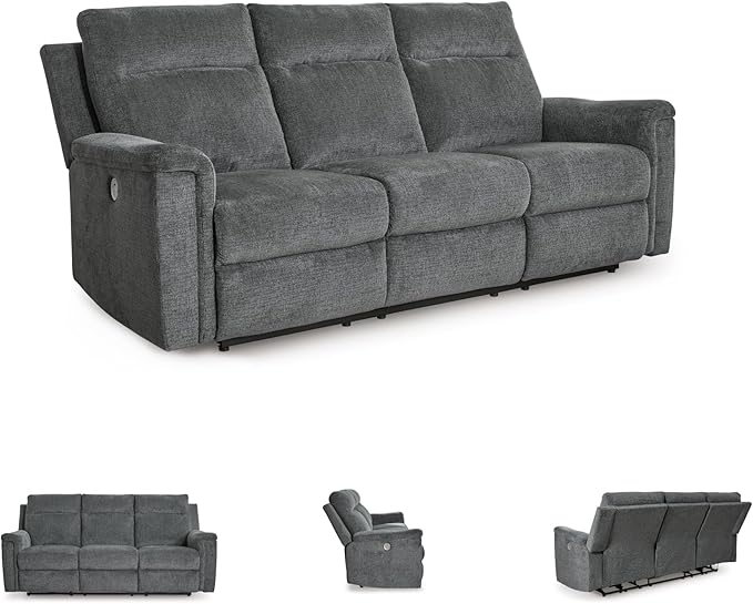 Signature Design by Ashley Barnsana Minimalist Power Reclining Sofa with USB Charging Ports Gray