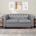 AVZEAR Chesterfield Loveseat Sofa Upholstered Sofa Modern Sofa Couches Set Style Button Tufted PU Chesterfield Sofa for Living Room Apartment PU Grey