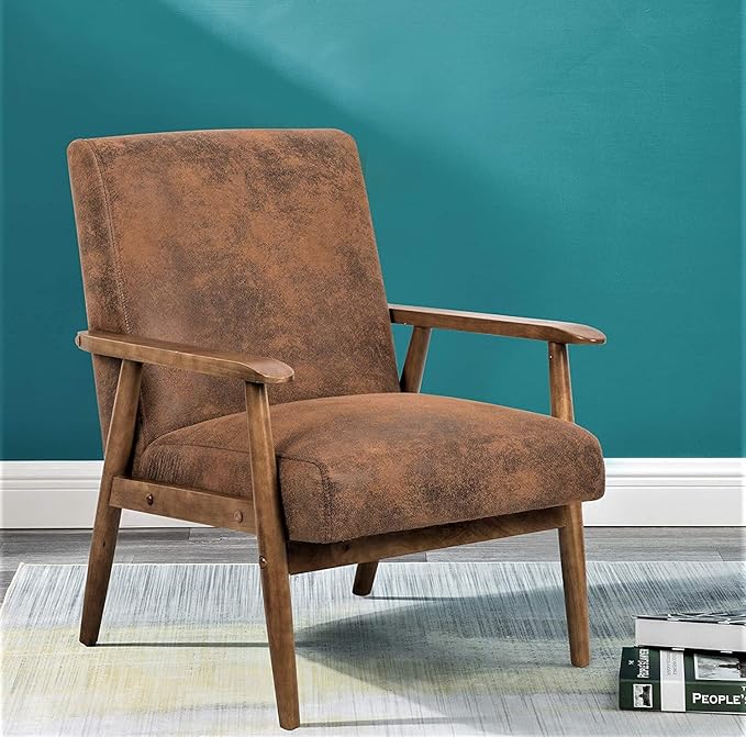Barlow Modern Vintage Open-Framed Arm Living Room Chair 30.5 Rugged Brown