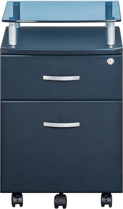 2 Drawer Small File Cabinet with Lock Modern Farmhouse Under Desk Locking Drawers Storage Cabinet Organizer for Home Office Filing FurnitureDarkgrey