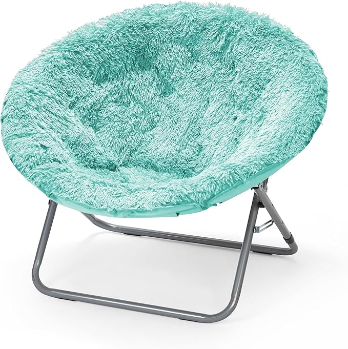 Urban Lifestyle Oversized Mongolian Faux Fur Saucer Chair Aqua