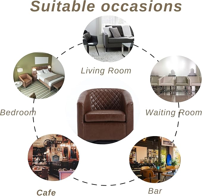 Swivel Rocker Accent ChairModern 360 Degree Swivel Barrel ChairsRound Sherpa Cozy Sofa ChairsGlide Back and Forth Armchair for Living RoomBedroomOfficeBrown