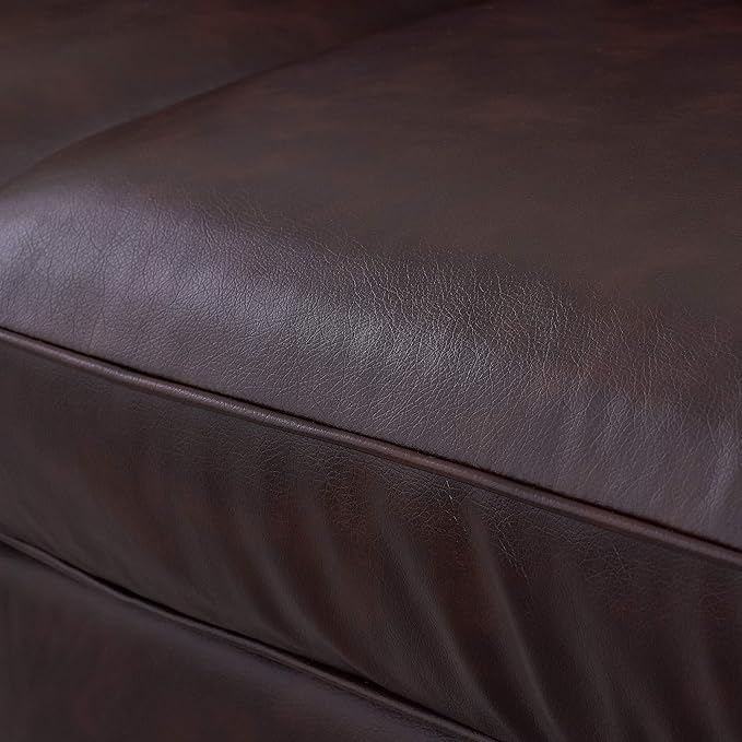 Serta Palisades 73 Track Arm Sofa Durable Bonded Leather Soft Pillow Back Pocket Coil Seat Cushions Loveseat or Couch for Small Spaces Living Rooms or Bedrooms Chestnut Brown