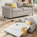 CECER Full Size Pull Out Sofa Bed 2 in 1 Sleeper Sofa Convertible Couch Bed with Foldable Mattress Pull Out Couch Bed with Upholstered Nailhead for Living Room Apartment Office-Beige